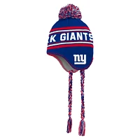 Youth Royal New York Giants Jacquard Tassel Knit Hat with Pom