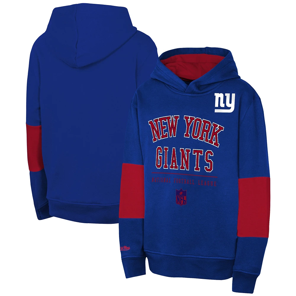 Sweat à capuche rétro en polaire pour jeunes Royal New York Giants