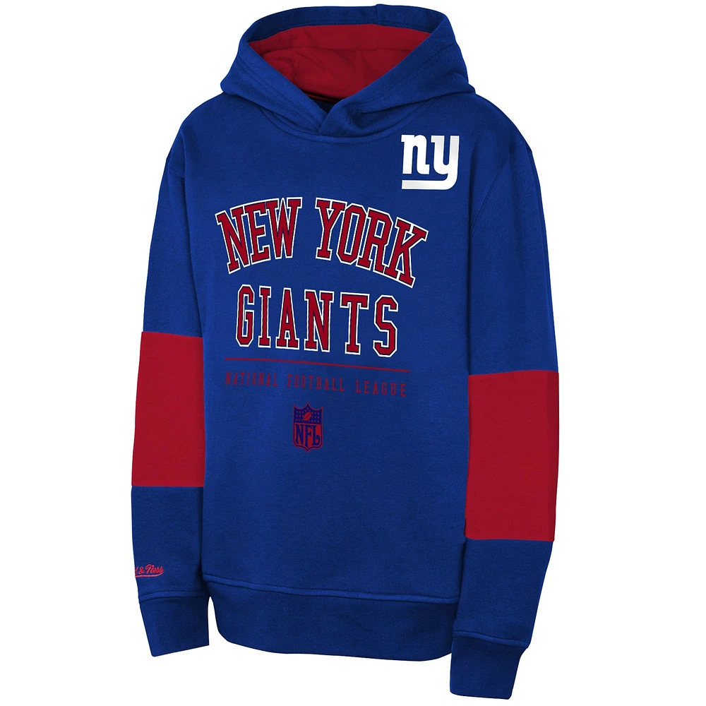 Sweat à capuche rétro en polaire pour jeunes Royal New York Giants