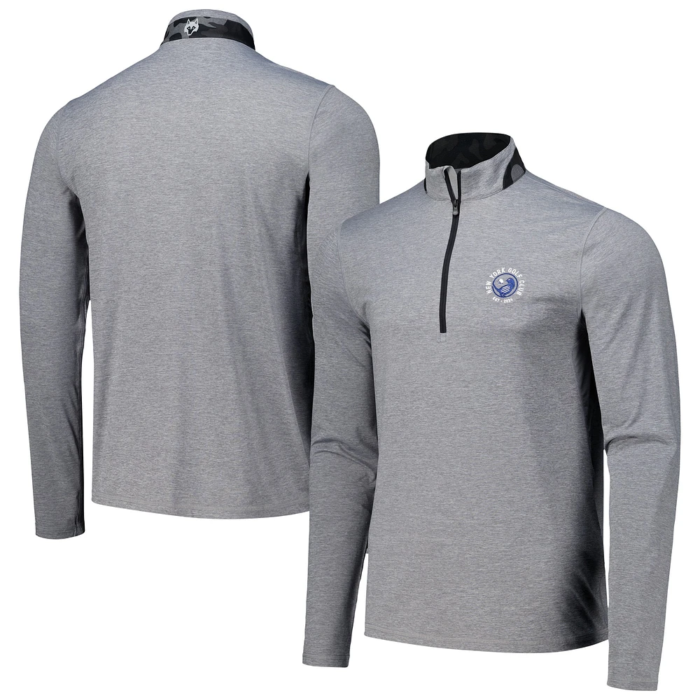 Men's Greyson Clothiers Heather Gray New York Golf Club Guide Sport Performance Quarter-Zip Pullover