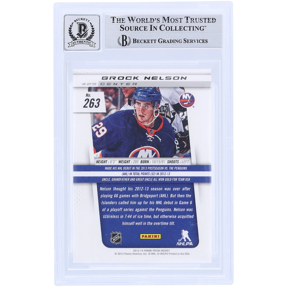 Brock Nelson New York Islanders dédicacé 2013-14 Panini Prizm White Ink #263 Beckett Fanatics témoin authentifié 9/10 Rookie Card