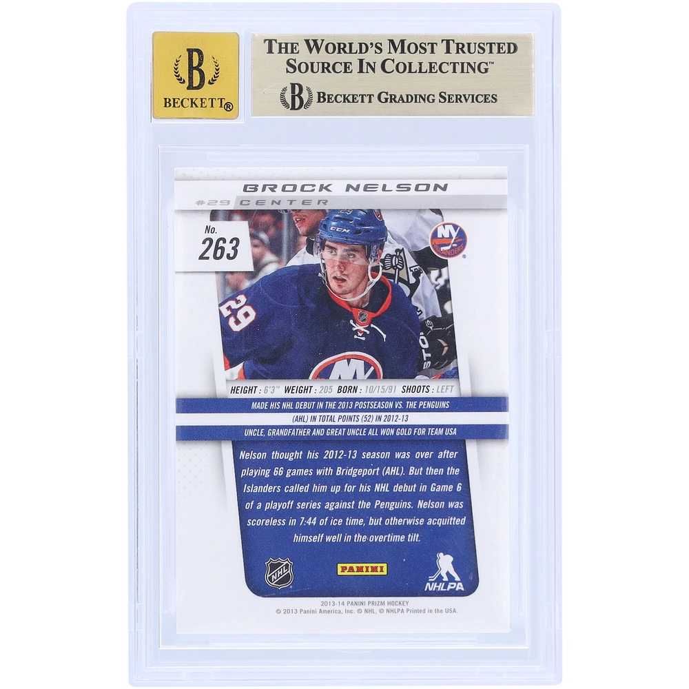 Carte de recrue Panini Prizm 2013-2014 autographiée par Brock Nelson des Islanders de New York #263 Beckett Fanatics Witnessed Authenticated 9.5/10
