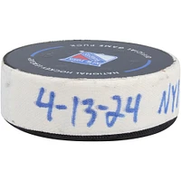 Rondelle de but utilisée par Brock Nelson lors du match des Islanders de New York contre les Rangers de New York le 13 avril 2024 - Premier des deux buts marqués