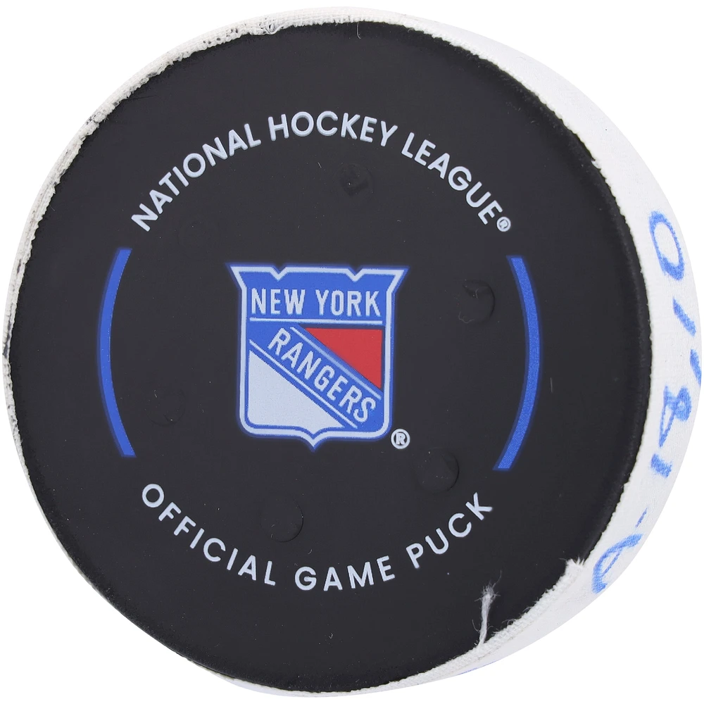 Casey Cizikas New York Islanders Game-Used Goal Puck vs. New York Rangers on November 3, 2024