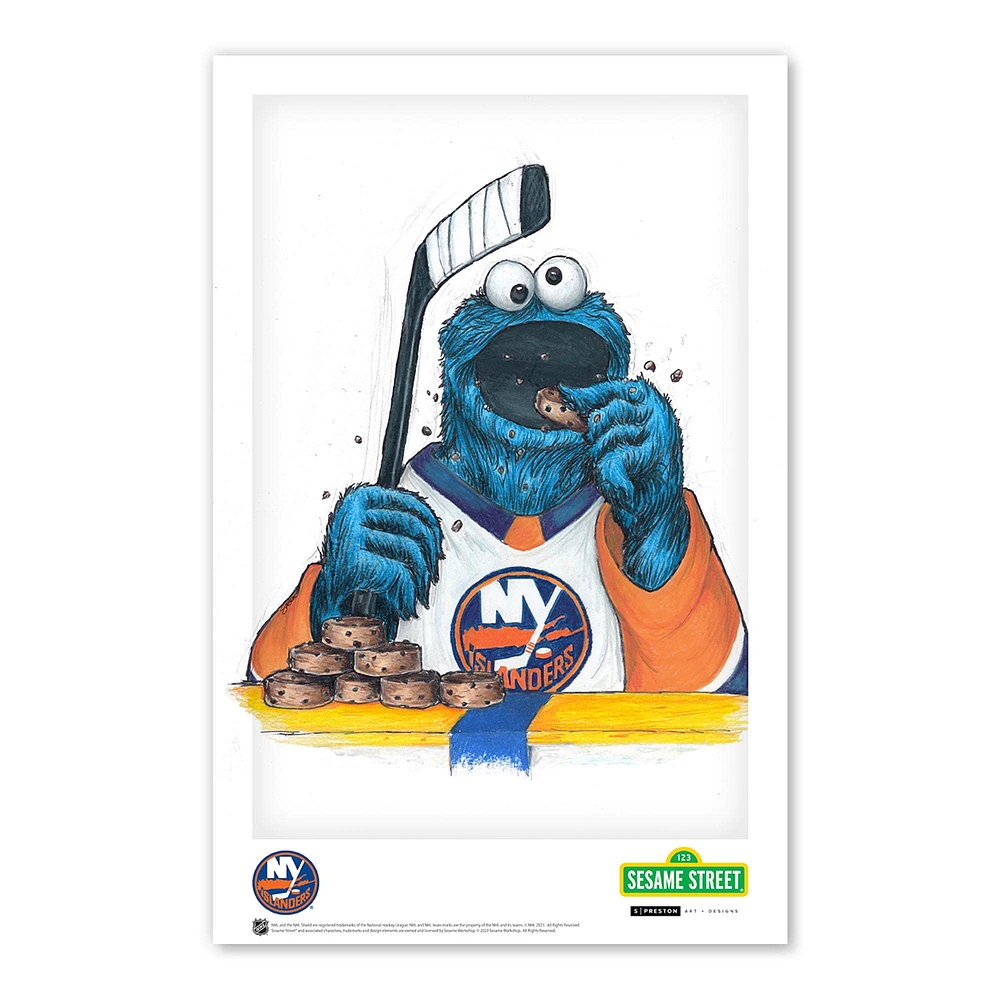 Cookie Monster New York Islanders 11" x 17 " Sesame Street Affiche Imprimer