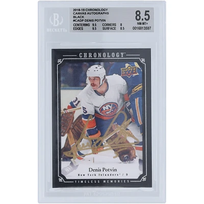 Denis Potvin New York Islanders Carte chronologique Upper Deck autographiée 2018-19 sur toile noire #CA-DP #1/1 BGS authentifiée 8,5 - Sous-grades 9,5, 8, 9,5, 8,5