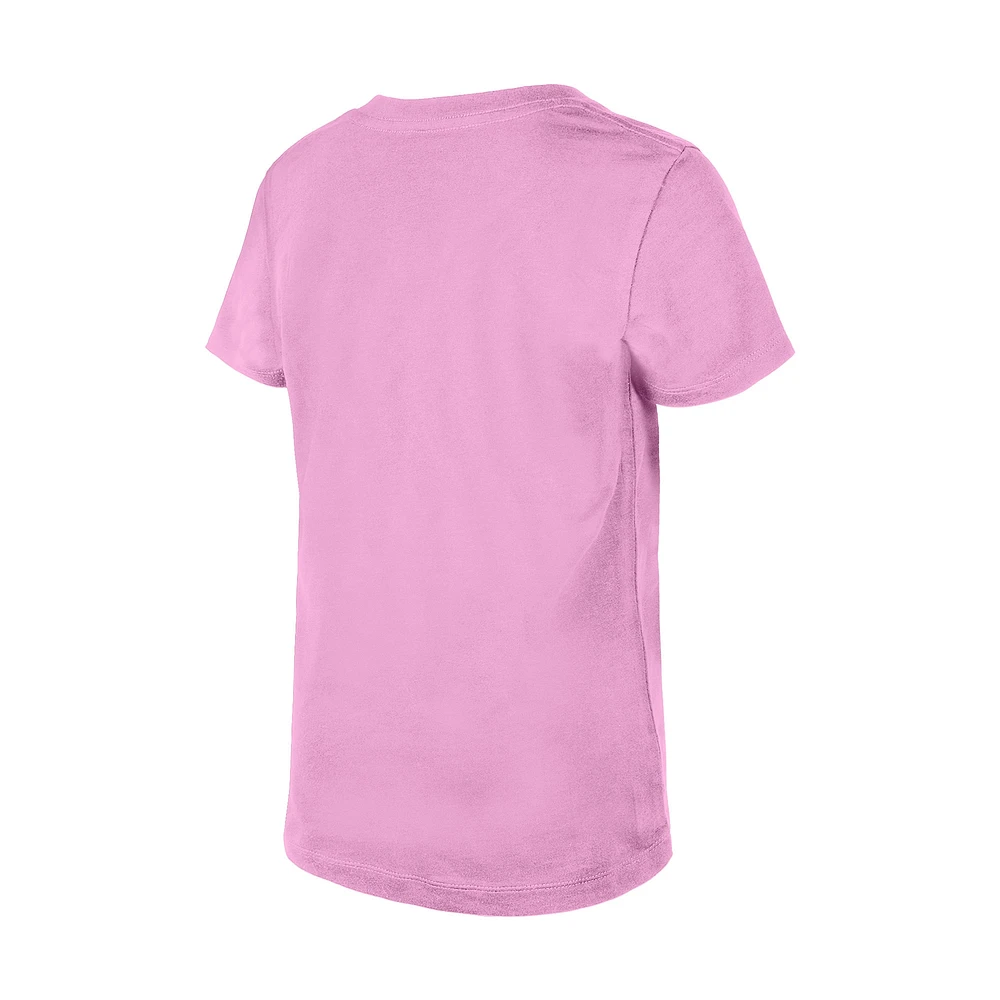 Girl's Youth New Era  Pink York Islanders Flip Sequin V-Neck T-Shirt