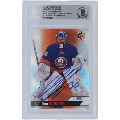 Carte de recrue authentifiée dédicacée par Ilya Sorokin des Islanders de New York 2020-21 Upper Deck Extended Series HoloGrFX #HG-9 Beckett Fanatics