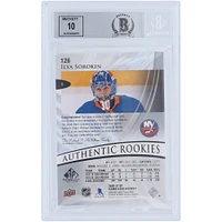 Carte recrue 9/10 authentifiée 9/10 signée Ilya Sorokin des New York Islanders, Upper Deck SP 2020-21, utilisée en jeu, Silver Parallel Relic #126, Beckett Fanatics