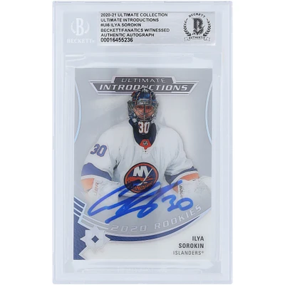 Carte de recrue authentifiée autographiée par Ilya Sorokin des Islanders de New York 2020-21 Upper Deck Ultimate Collection Introductions #UI-6 Beckett Fanatics Witnessed