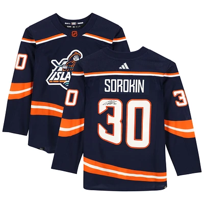 Maillot authentique Adidas Reverse Retro 2022-23 autographié par Ilya Sorokin des Islanders de New York
