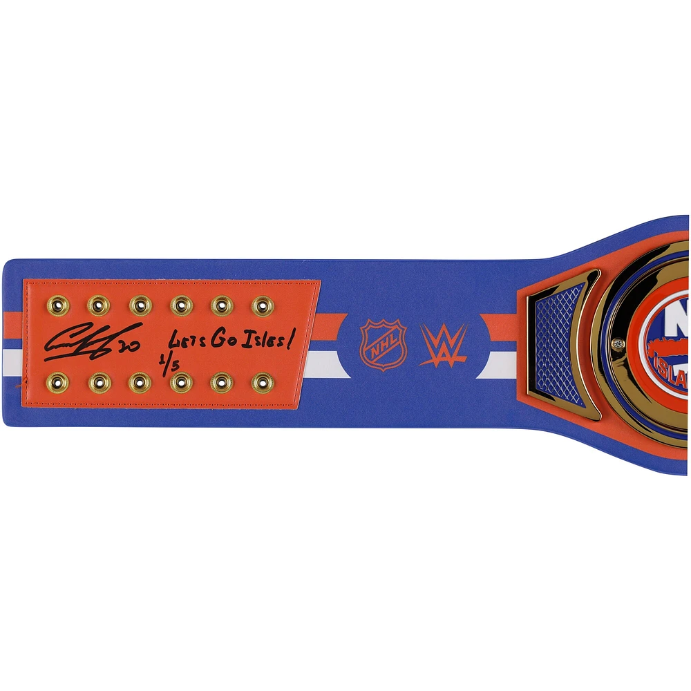 Ceinture de titre WWE Legacy autographiée par Ilya Sorokin des New York Islanders avec l'inscription « Lets Go Isles ! » - Édition limitée n° 1/5