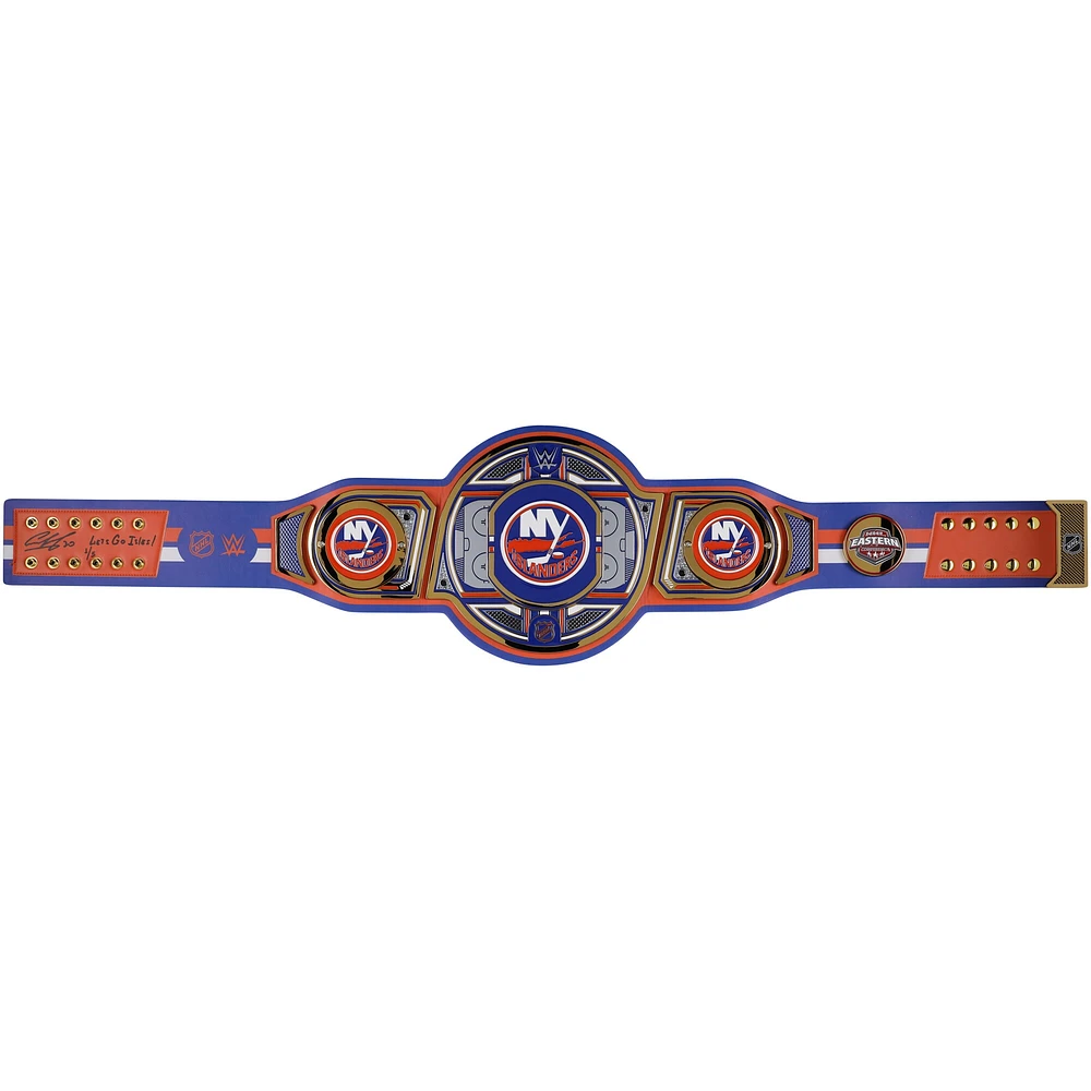 Ceinture de titre WWE Legacy autographiée par Ilya Sorokin des New York Islanders avec l'inscription « Lets Go Isles ! » - Édition limitée n° 1/5
