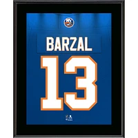 Plaque de joueur par sublimation avec numéro de maillot des New York Islanders de 10,5" x 13" de Mathew Barzal