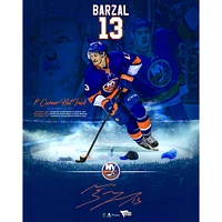 Mathew Barzal New York Islanders dédicacé 16" x 20" Première photographie de point culminant du tour du chapeau de la LNH