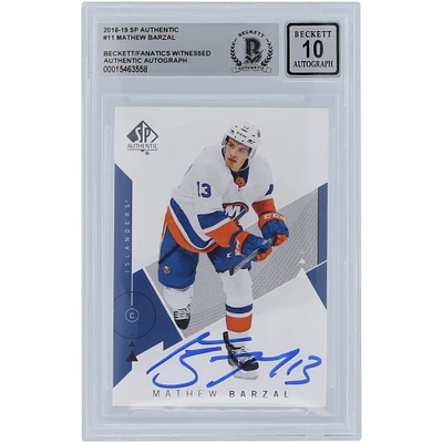 Carte autographiée 2018-19 Upper Deck SP authentique n° 11 Beckett Fanatics Witnessed New York Islanders par Mathew Barzal authentifiée