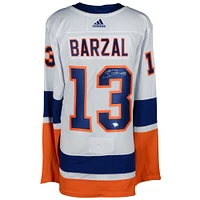 Mathew Barzal Islanders de New York Maillot authentique blanc autographié Adidas