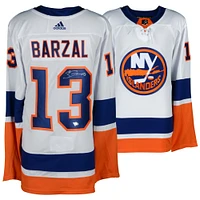 Mathew Barzal Islanders de New York Maillot authentique blanc autographié Adidas