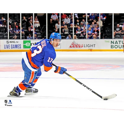 Mathew Barzal New York Islanders Unsigned Blue Jersey Skating Photograph