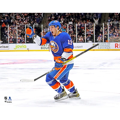 Photographie non signée de célébration but des Islanders New York Mathew Barzal
