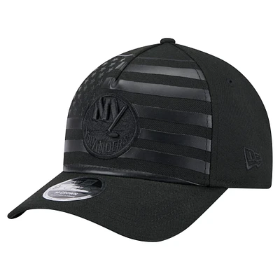 Men's New Era  Black New York Islanders Game Day Stealth Flag 9FORTY A-Frame Adjustable Hat