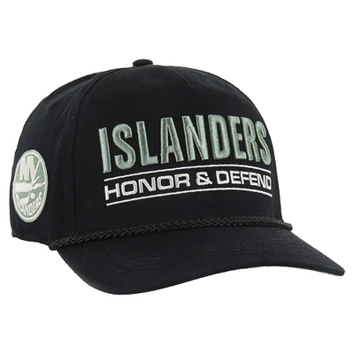 Casquette ajustable Hitch OHT pour homme, modèle 47, noir, New York Islanders, appréciation militaire, honneur et défense de la patrie