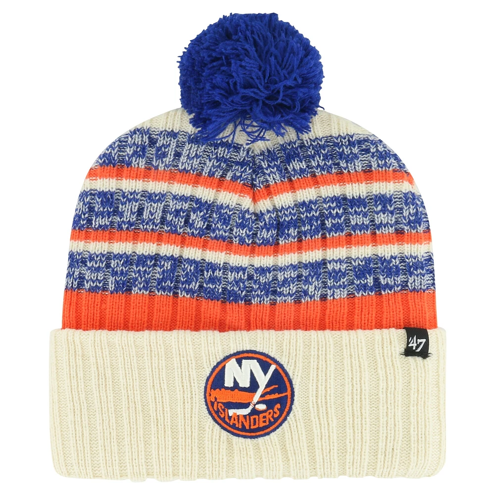 Bonnet en tricot à revers Tavern '47 crème des New York Islanders pour hommes avec pompon