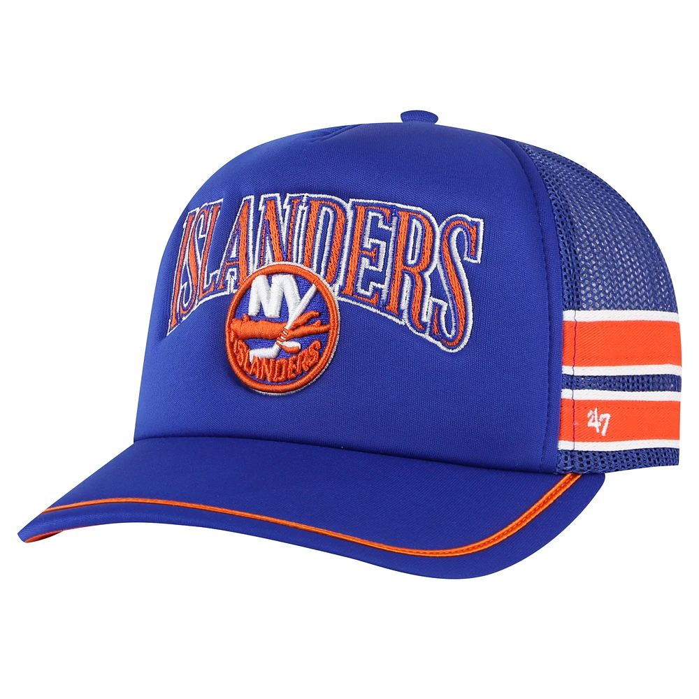 Men's '47 Royal New York Islanders Sideband Stripes Trucker Snapback Hat