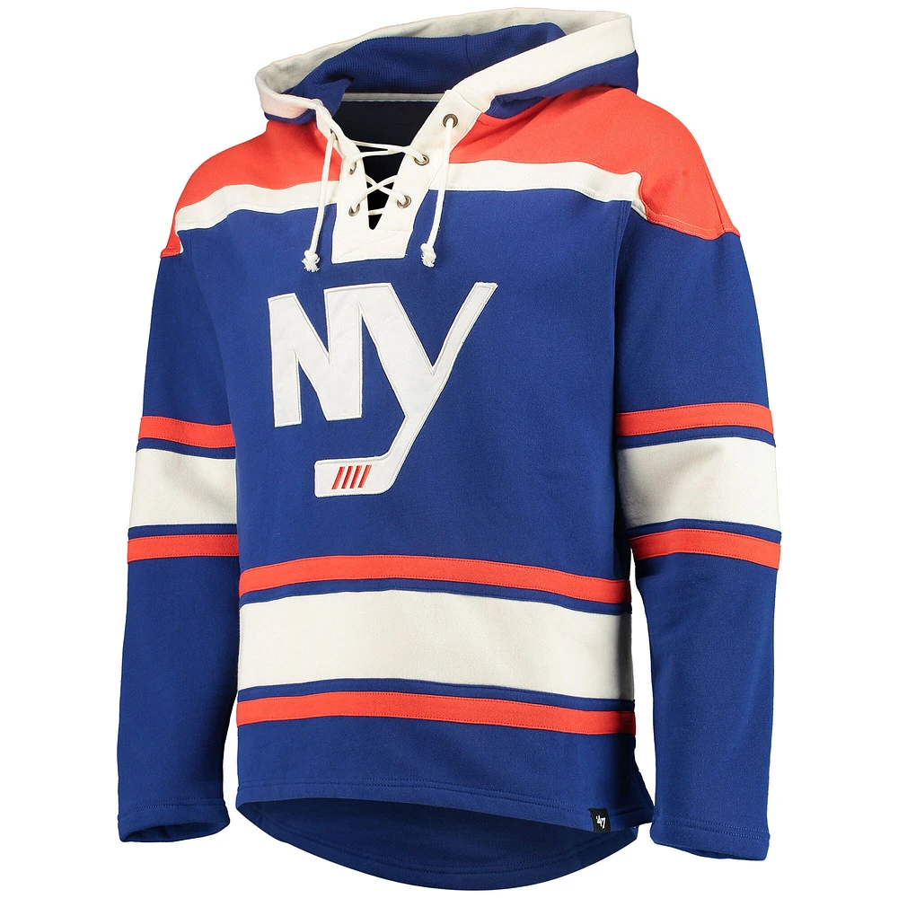 Men's '47 Royal New York Islanders Superior Lacer Pullover Hoodie