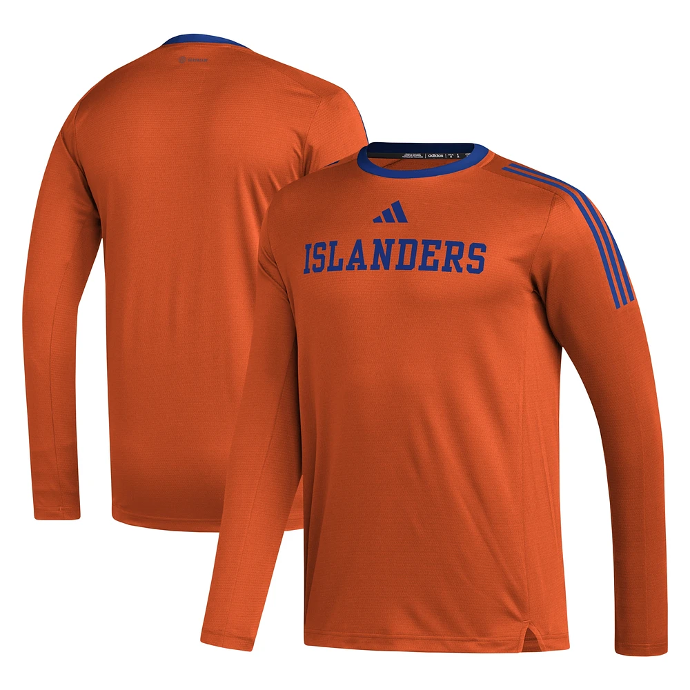 T-shirt à manches longues adidas Orange New York Islanders AEROREADY® pour hommes