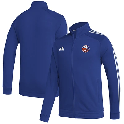 Veste de survêtement entièrement zippée adidas Royal New York Islanders Raglan pour hommes