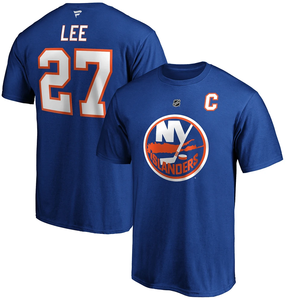 T-shirt pour homme Anders Lee Royal New York Islanders Authentic Stack Name & Number