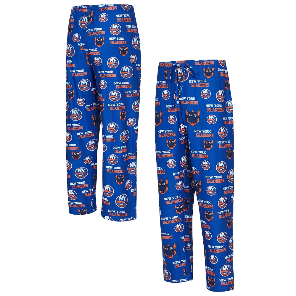 Pantalon en tricot à imprimé intégral Concepts Sport Royal New York Islanders pour hommes