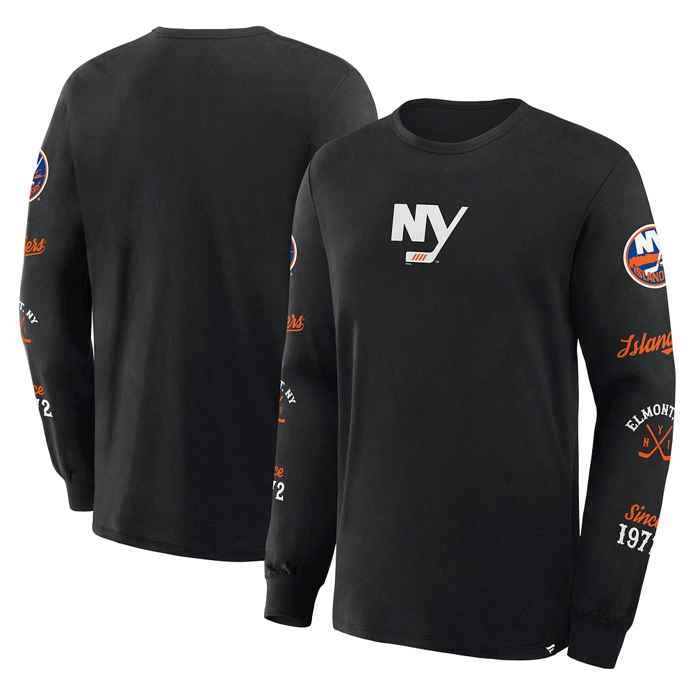 T-shirt à manches longues noir fanatiques pour hommes New York Islanders Boxed Legacy