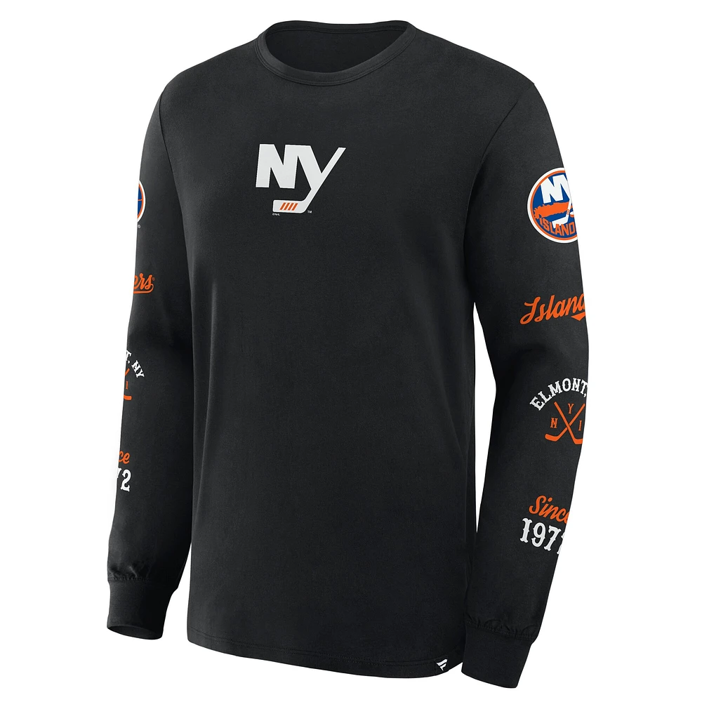 T-shirt à manches longues noir fanatiques pour hommes New York Islanders Boxed Legacy