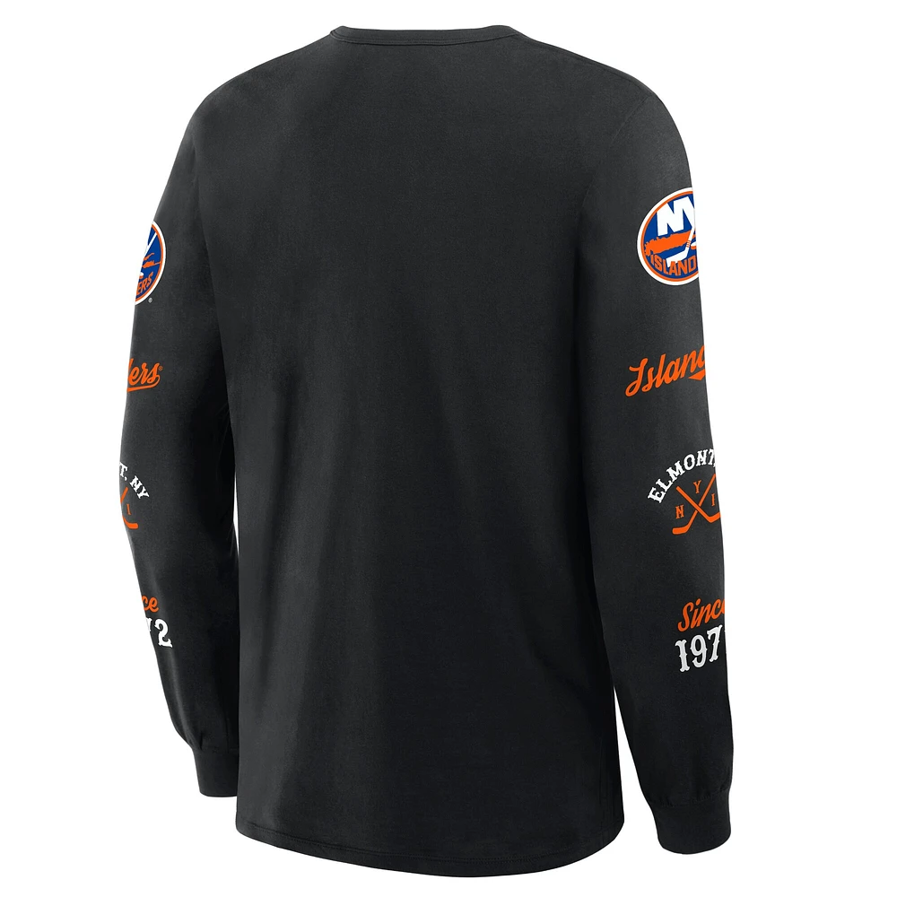 T-shirt à manches longues noir fanatiques pour hommes New York Islanders Boxed Legacy