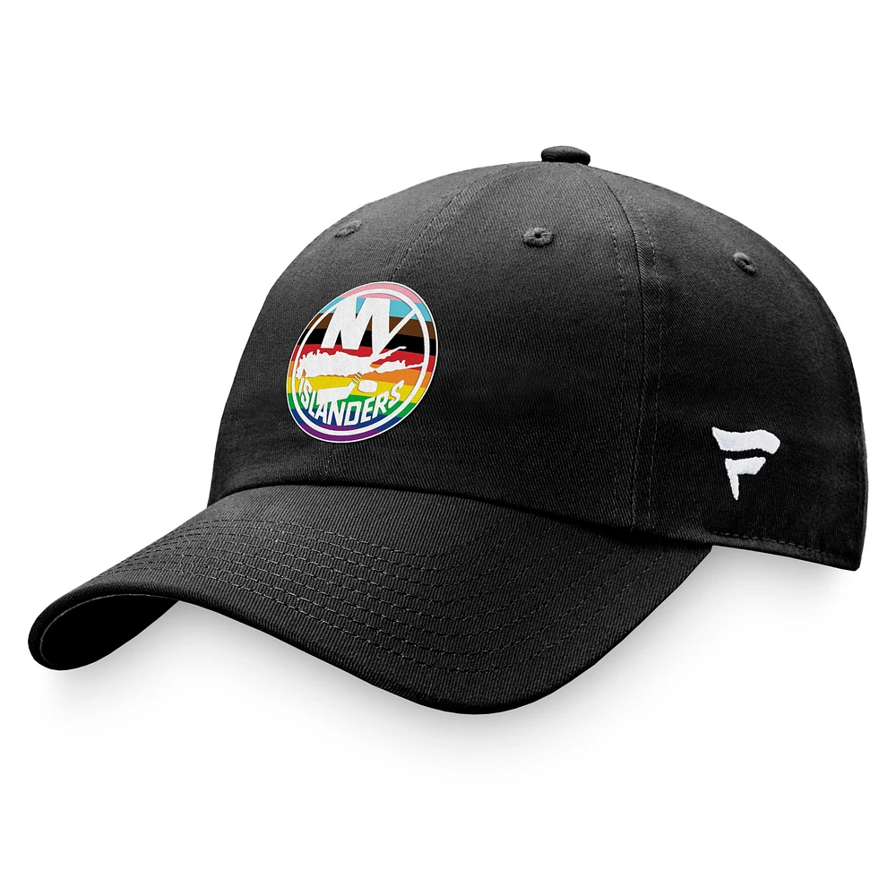 Men's Fanatics Black New York Islanders Team Logo Pride Adjustable Hat