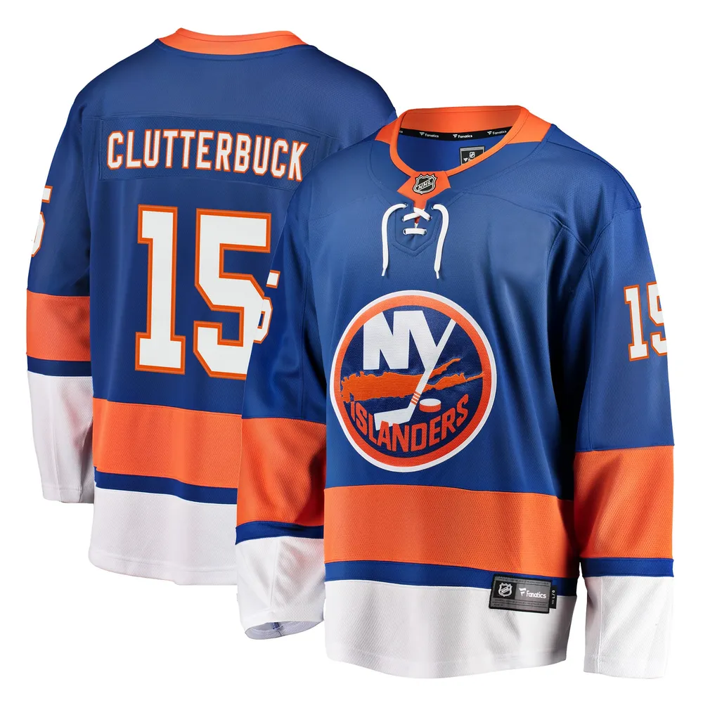 New York Islanders No15 Cal Clutterbuck Royal Blue Home USA Flag Jersey