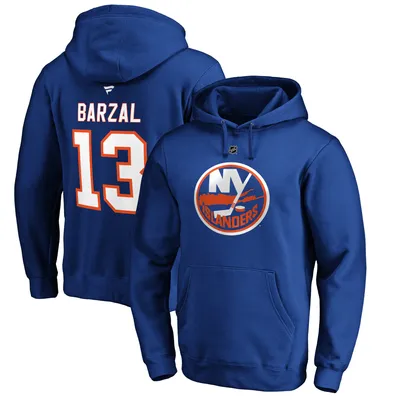 Mathew Barzal New York Islanders Fanatics Branded Authentic Stack Player Name & Number Fitted Pullover Hoodie - Royal