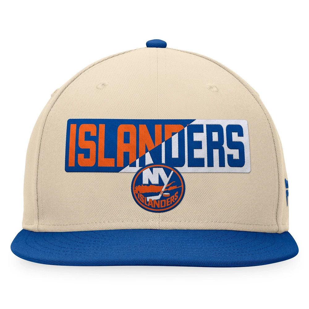 Casquette Snapback Goalaso Fanatics Crème/Royal New York Islanders pour hommes