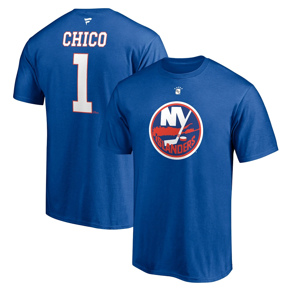 Men's Fanatics Glenn Resch Royal New York Islanders Authentic Stack Retired Player Nickname & Number T-Shirt