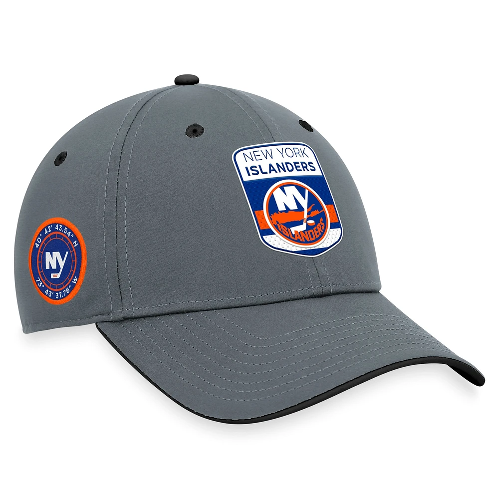 Casquette Authentic Pro Home Ice Flex Fanatics grise pour hommes des Islanders de New York