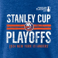 Men's Fanatics  Heather Royal New York Islanders 2024 Stanley Cup Playoffs Crossbar Tri-Blend T-Shirt