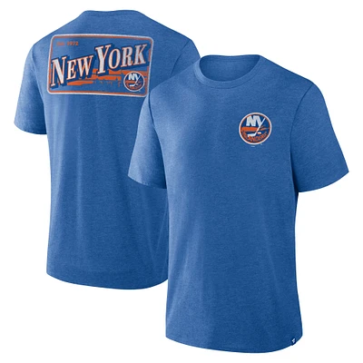 T-shirt Fan Lanes Tri-Blend Heather Royal pour hommes des New York Islanders
