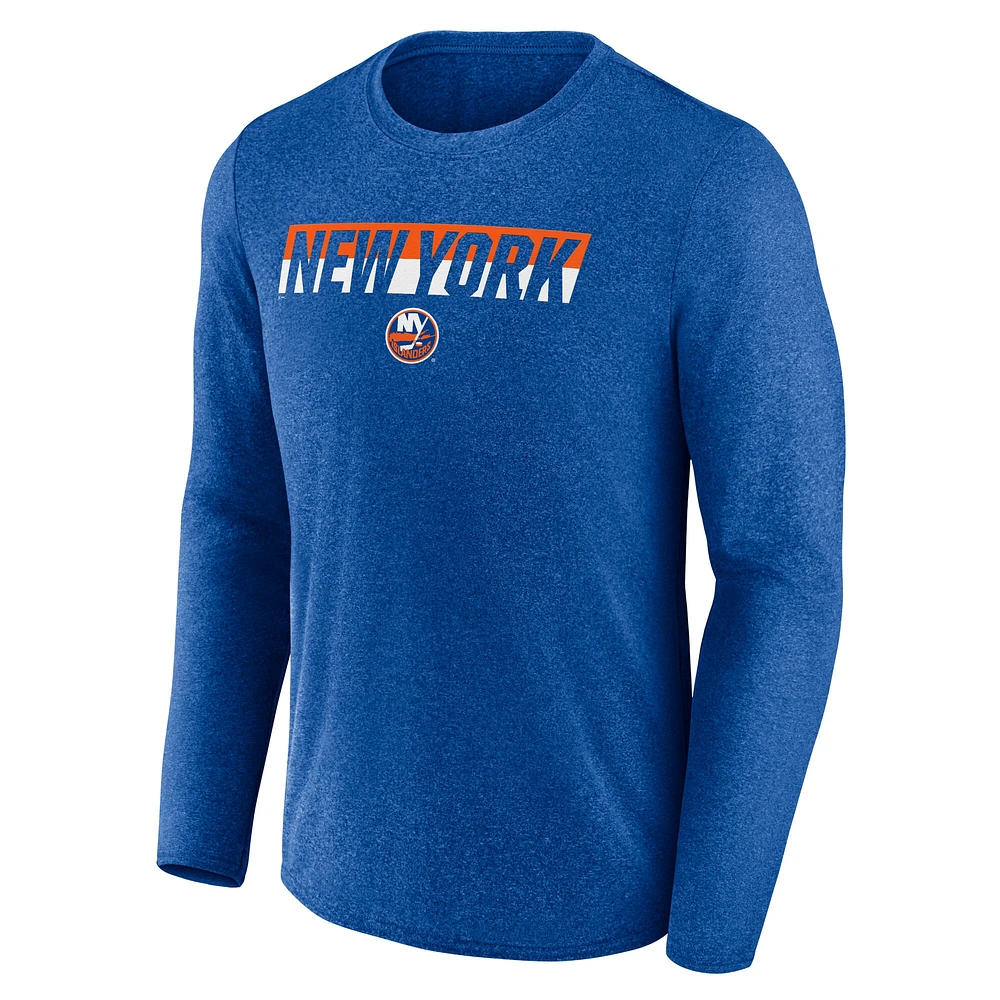 T-shirt à manches longues Fanatics Heather Royal pour hommes des New York Islanders