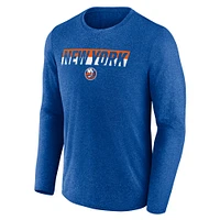 T-shirt à manches longues Fanatics Heather Royal pour hommes des New York Islanders