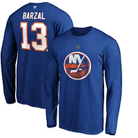 Men's Fanatics Mathew Barzal Royal New York Islanders Authentic Stack Name & Number Long Sleeve T-Shirt