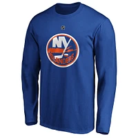 Fanatics Mathew Barzal Royal New York Islanders Authentic Stack Name & Number T-shirt à manches longues pour hommes