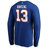 Fanatics Mathew Barzal Royal New York Islanders Authentic Stack Name & Number T-shirt à manches longues pour hommes