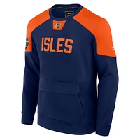 Men's Fanatics Navy New York Islanders 2024 NHL Stadium Series Authentic Pro Fleece Logo Pullover Sweatshirt